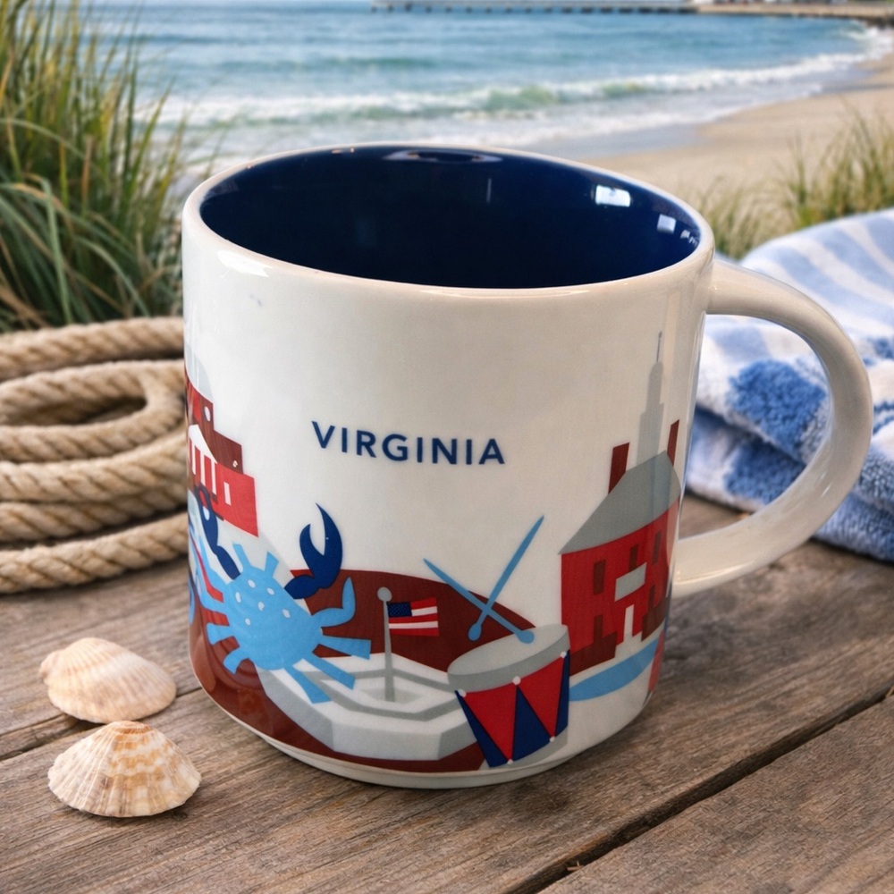 Starbucks You are Here Collection Blue White I Virginia Mug with Coastal Design - Picture 12 of 16
